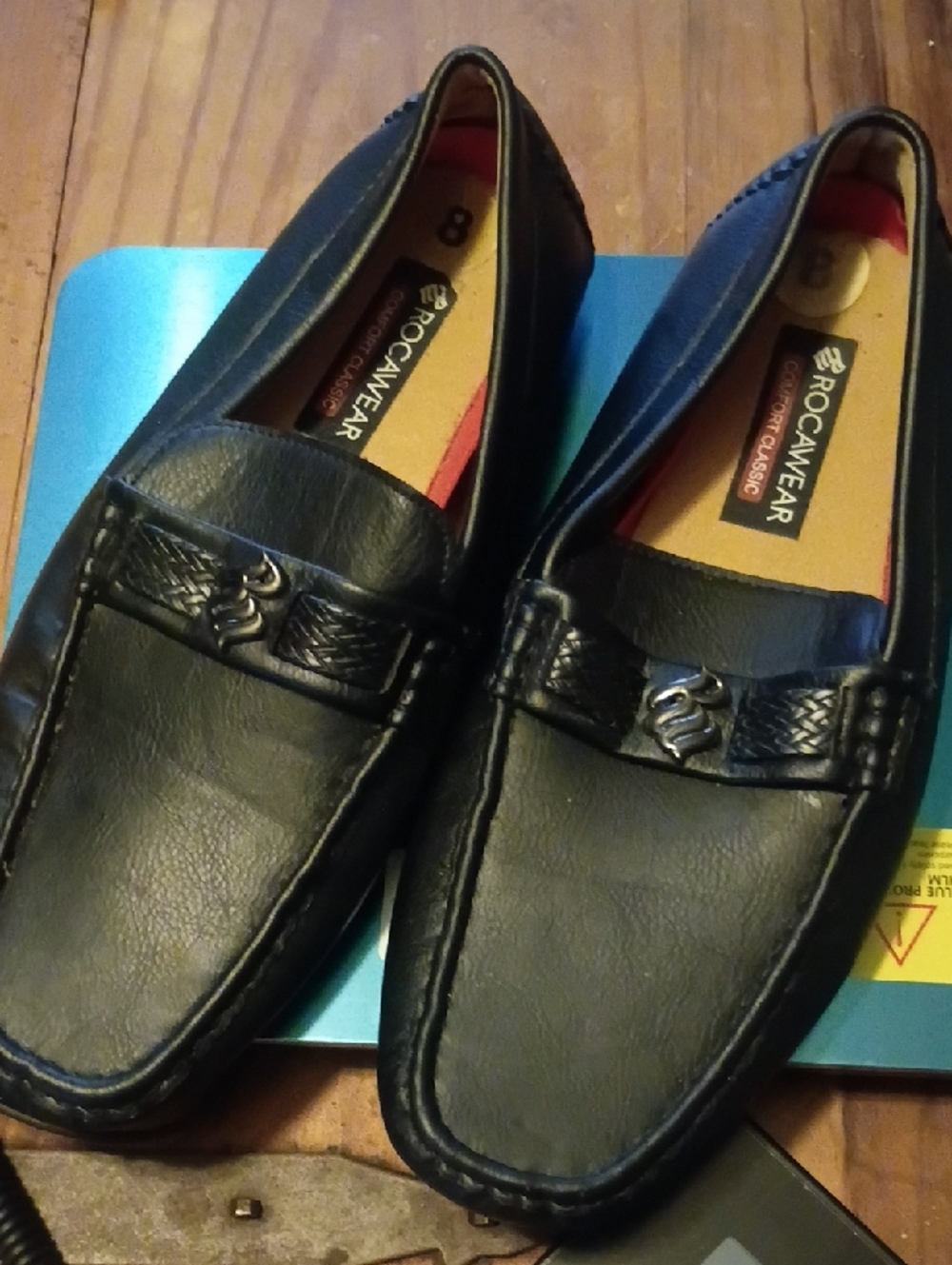 Rocawear Men's Black Slip-On Moc Toe Loafers with Decorative Bit